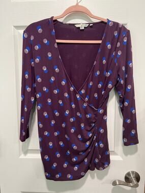 Boden Long Sleeve Ruched Purple Top UK 14R US 10R